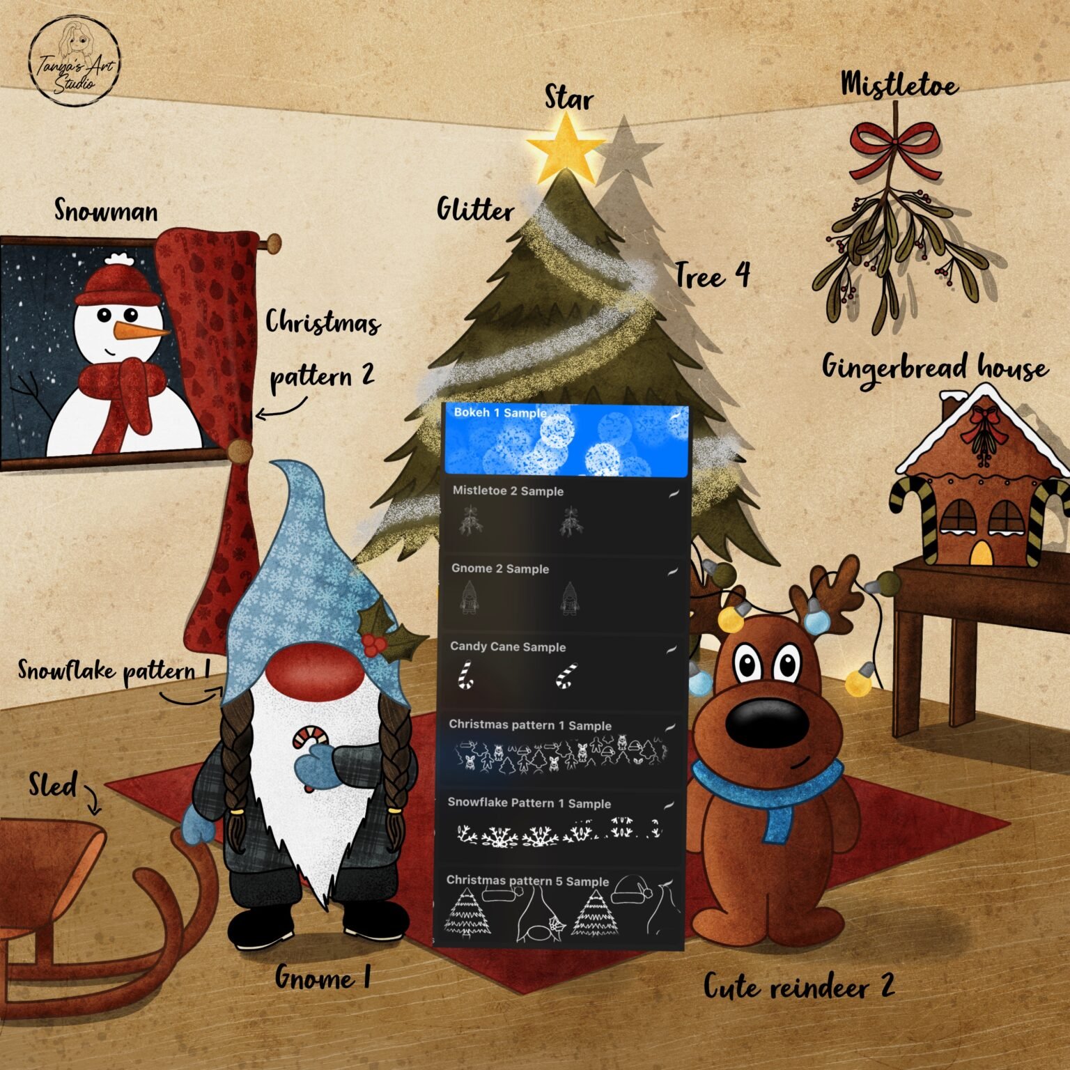 Free Christmas Sample Brush Set for Procreate - LIBRIUM