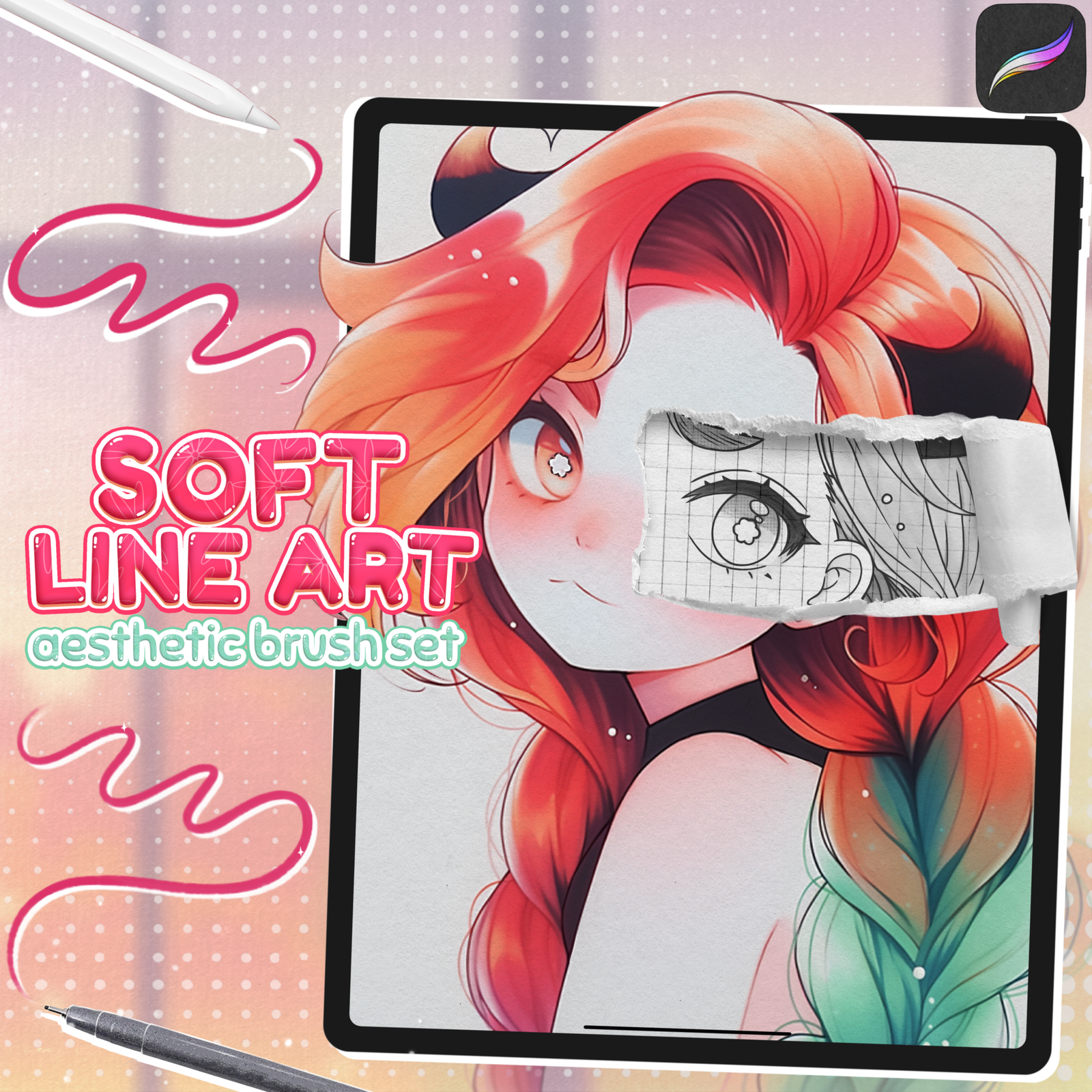 Free Soft LineArt Brushes for Procreate - LIBRIUM