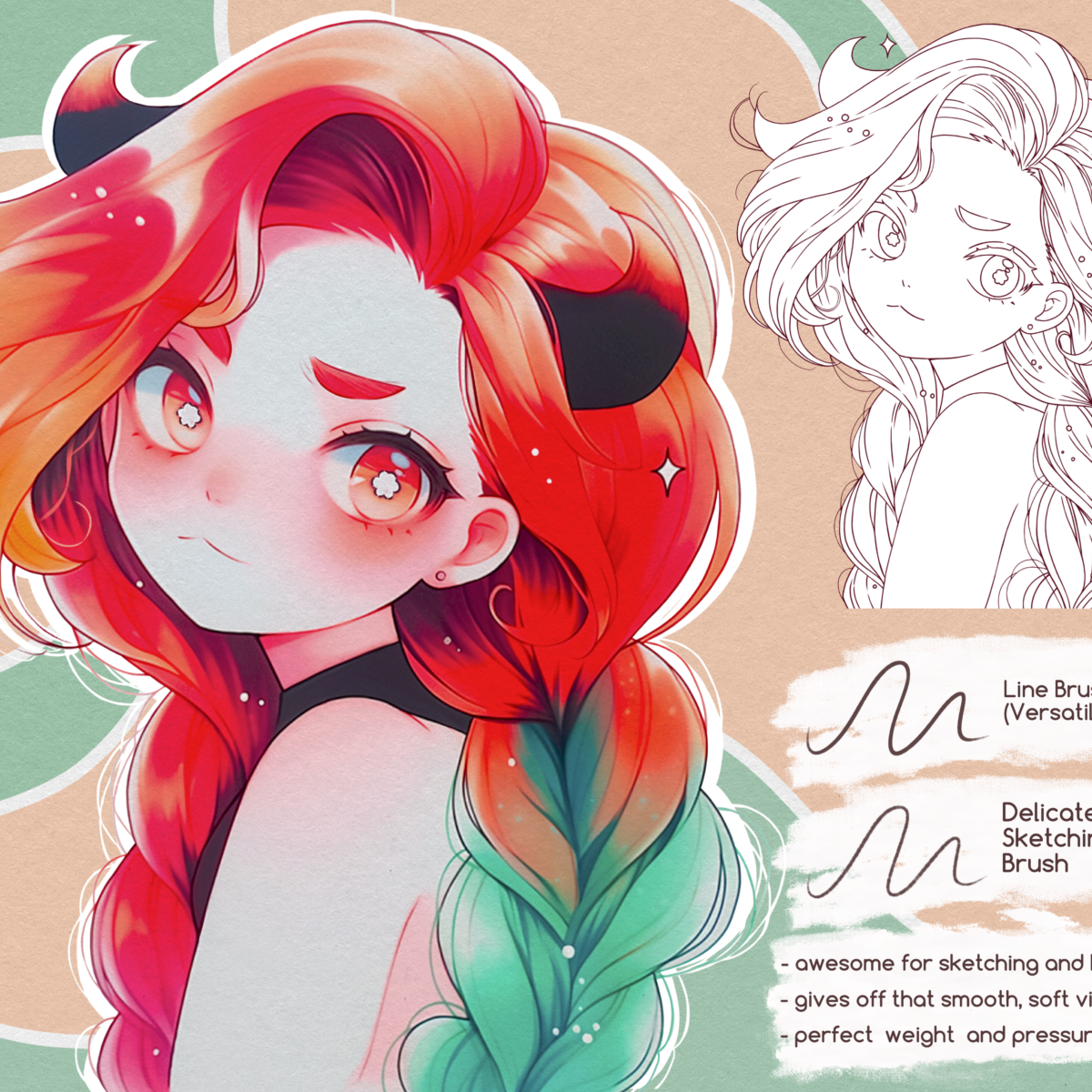 Free Soft LineArt Brushes for Procreate - LIBRIUM