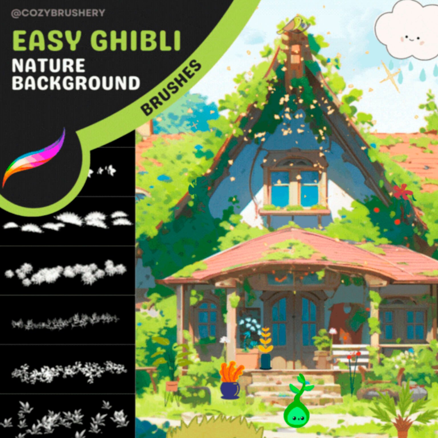 20 Free Ghibli Nature Art Brushes for Procreate - LIBRIUM