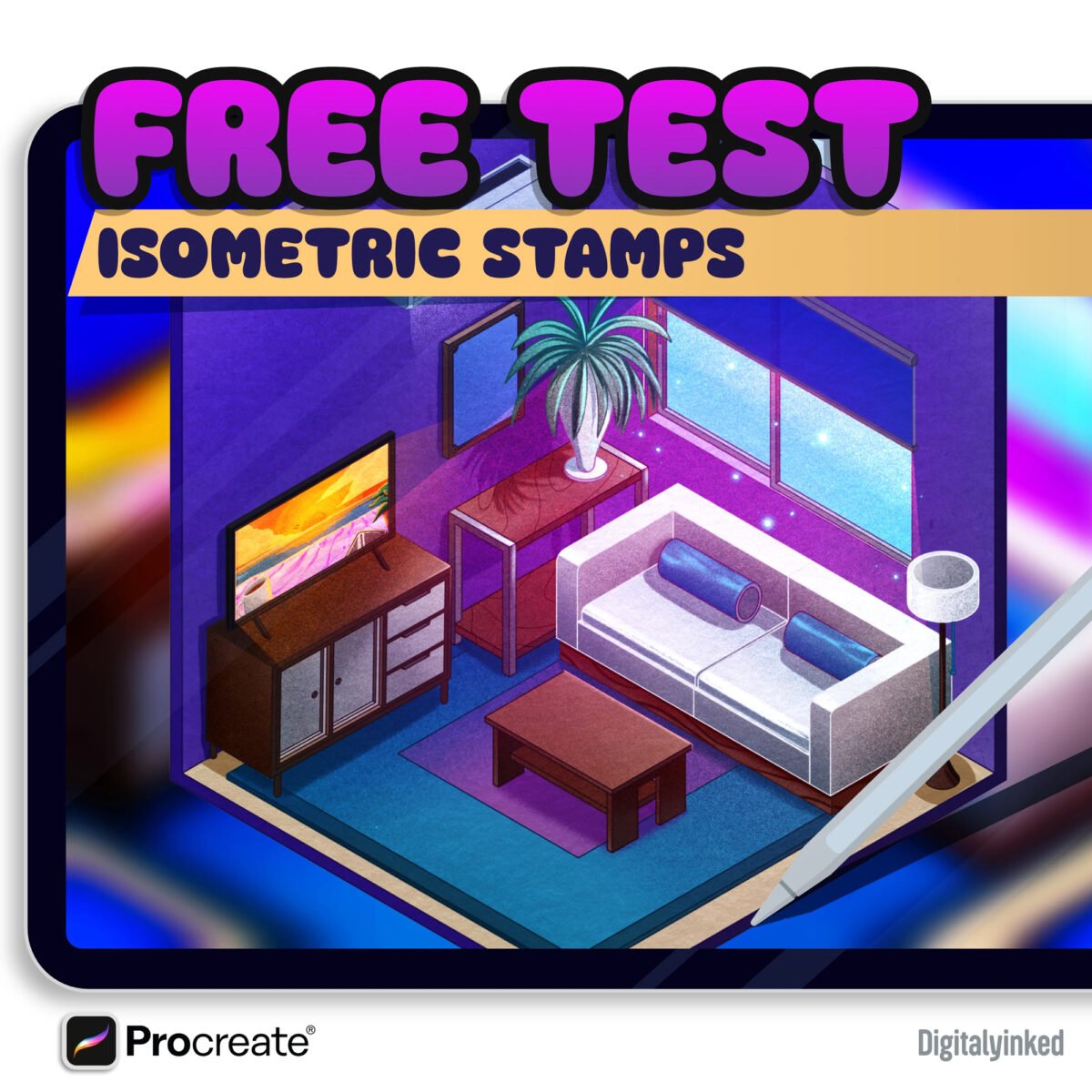 Free Isometric Brush Stamps for Procreate - LIBRIUM
