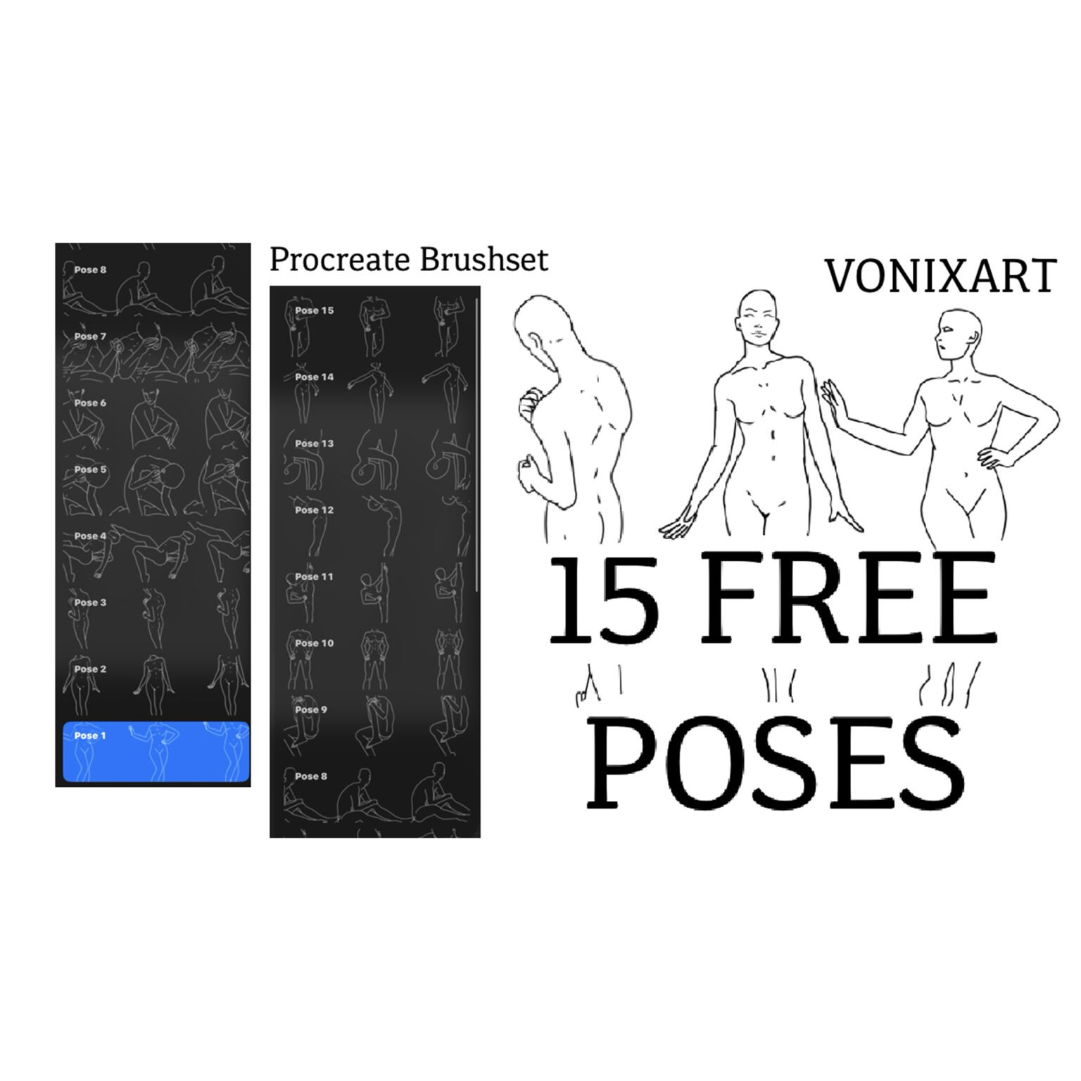 Free Poses Stamp Brushes for Procreate - LIBRIUM