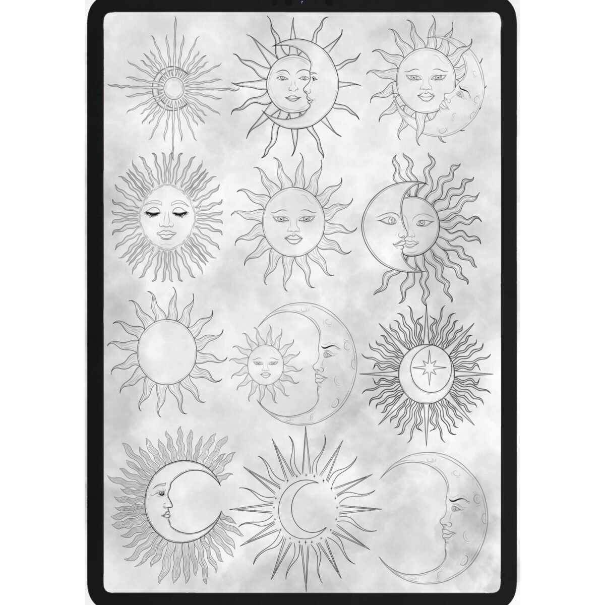 Free Sun & Moon Stamp Brushes for Procreate - LIBRIUM