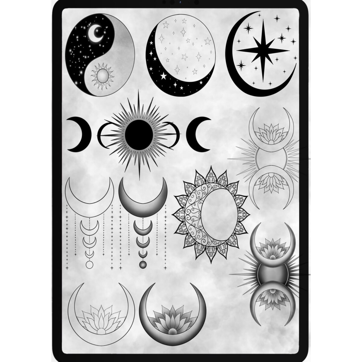 Free Sun & Moon Stamp Brushes for Procreate - LIBRIUM