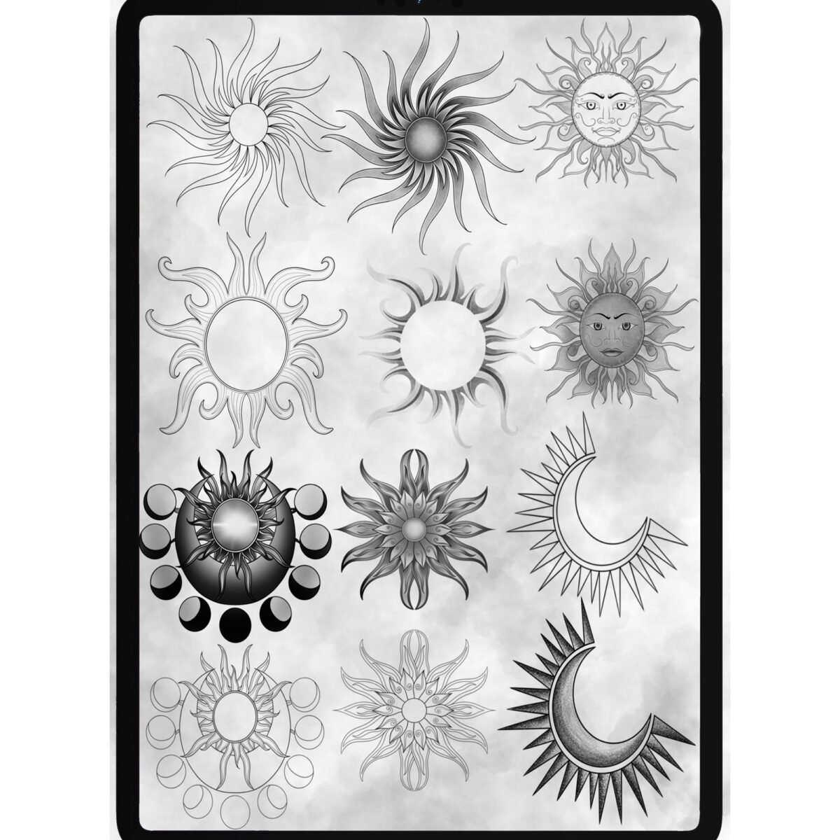 Free Sun & Moon Stamp Brushes for Procreate - LIBRIUM