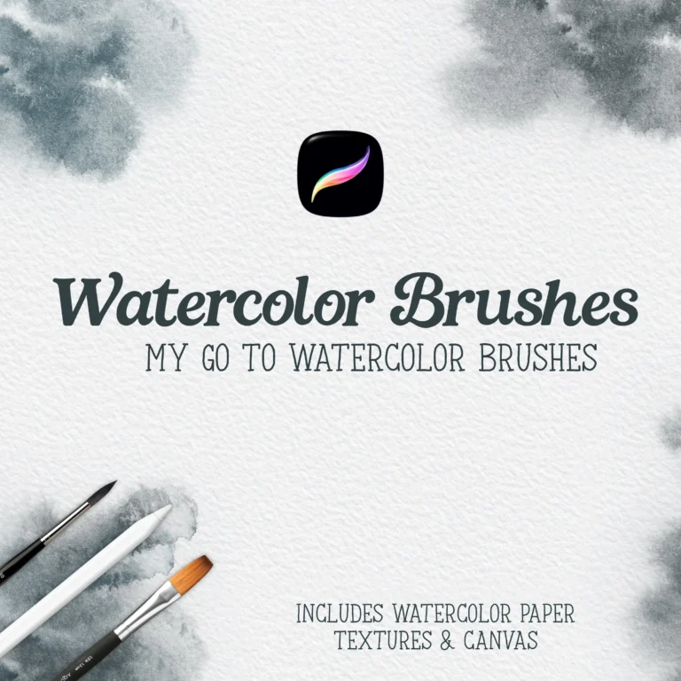 Free Watercolor Brushes & Paper Textures for Procreate with realistic watercolor brushes, paper textures, and canvas effects for digital painting and illustrations.